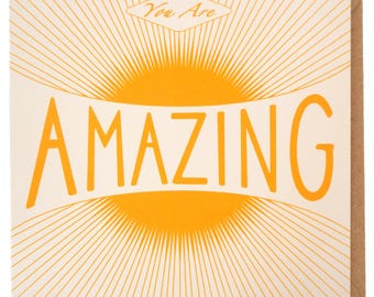 Bright Stem Congratulations Greeting Card - Art Deco Style, Recycled Card