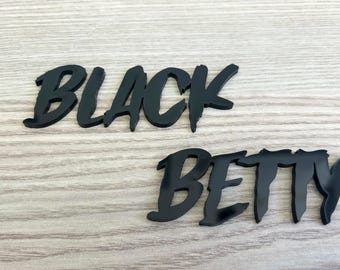 Custom Text Car Badge - Single Layer - Aggressive Font - Type your Own and Choose Your Color - Comes with VHB Tape On the Back Custom Text