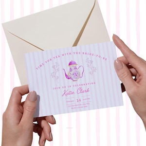 Tea Party Invitation Template | Editable Canva Digital Invite | Garden Tea Party Baby Shower, Bridal Shower, Birthday | Instant Download
