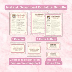 Sorority Packet with Photo | Pink Sorority Resume Template + Free Matching Cover Letter & Recruitment Letter | Editable Canva PNM Bundle