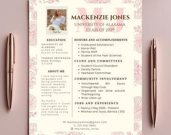 Sorority Resume Template for Canva | Pink Floral, Greek Life (Digital Download)