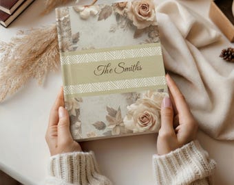 Shabby Chic Floral Personalized Hardcover Journal, Maid of Honor Gift, Wedding Gift, Mothers Day Gift, Custom Name Diary