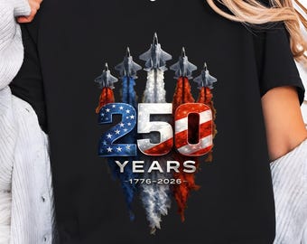 USA 250th Anniversary Shirt | 4th of July 2026 Tee | American Flag Fighter Jet | Semiquincentennial 1776-2026 | Comfort Colors Patriotic