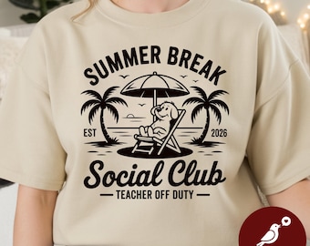 Summer Break Social Club Shirt | Teacher Off Duty Tee | End of Year Teacher Gift | Beach Vacation Comfort Colors T-Shirt