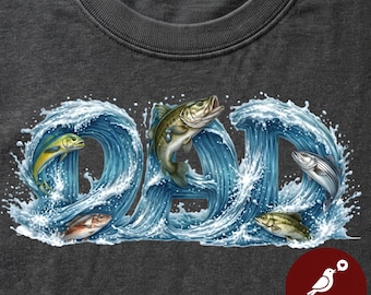 Fishing Dad Shirt | Fathers Day Fisherman Gift | Ocean Wave Fish Graphic Tee | Best Dad Ever Top | Comfort Colors Mens Outdoors Shirt