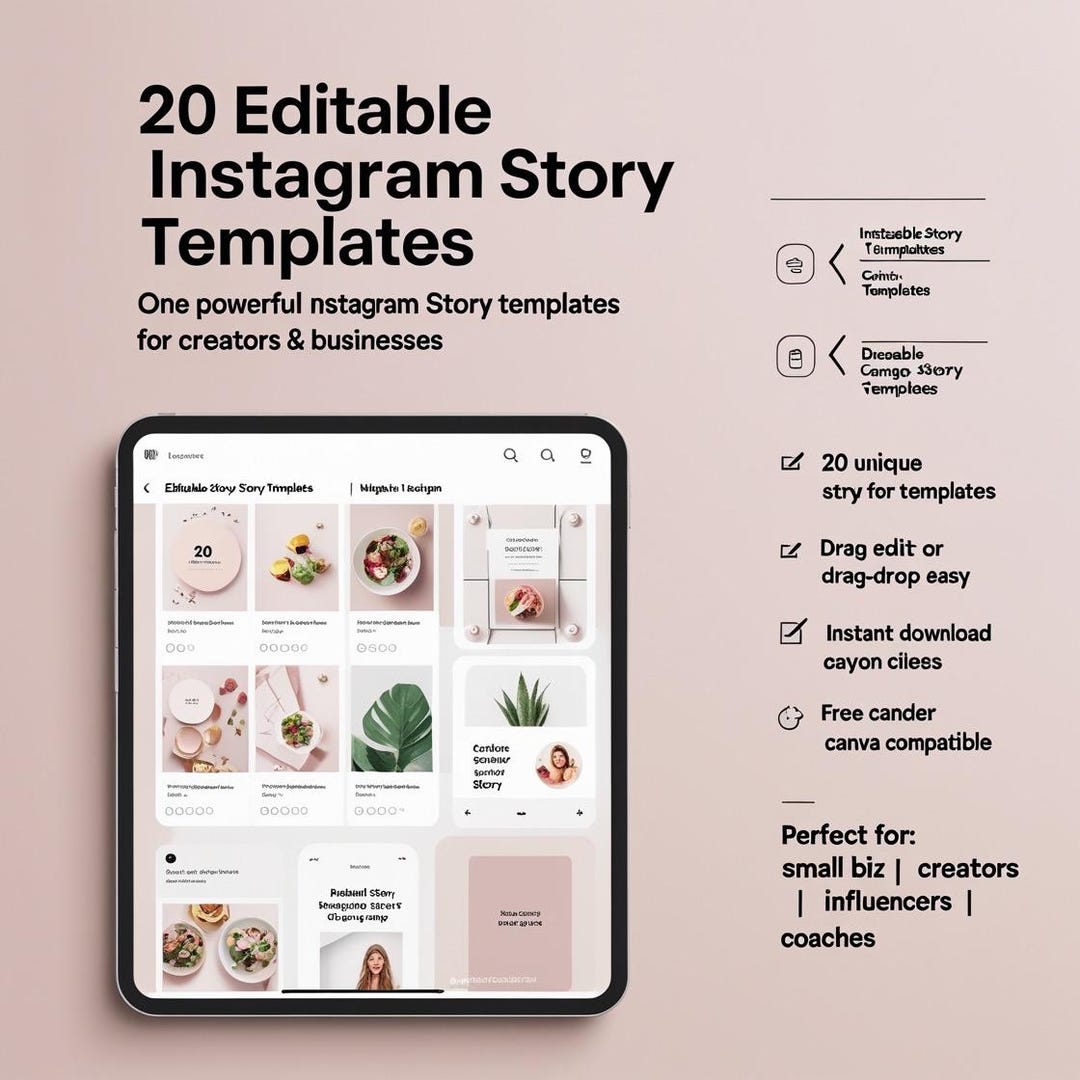 Canva Instagram Story Templates 20 in 1 Pack Editable IG Stories for ...