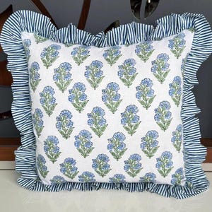 Indian Block Print Cushion Cover | Vintage Style Pillow Case | Home Décor Sham Case | Handmade Cotton Throw Pillow | Decorative Sofa Cushion