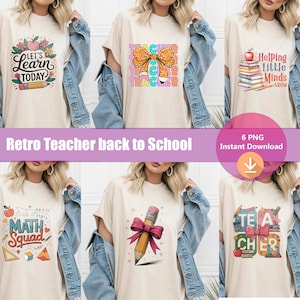 Retro Teacher PNG, Teacher Shirt Design, Back to School PNG, Groovy Teacher Clipart, Classroom Sublimation, Teacher Bundle