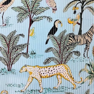 Quilted Tiger Animal Printed Cotton Fabric, Unique Jungle-Themed Material for Crafting, Quilting, and Sewing Projects Multiple Color Options