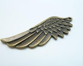 8pcs 22x54mm Antique Bronze Heavy Huge Feather Wing Charm Pendant C32