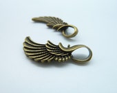 100pcs 15x32mm Antique Bronze More Biger Wings Feather Charm Pendant C592