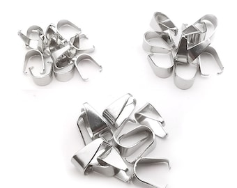 Charming Beads Packet of 4 x Platinum Brass 7 x 21mm Glue on Pinch Bails For Pendants Y04455