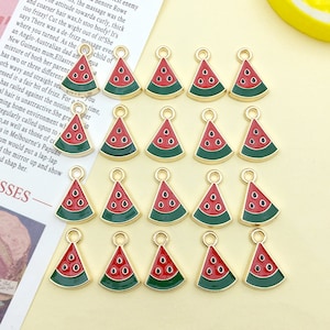 10/15 / 20 Stück Emaille Wassermelone Charms Plated Gold niedliche Frucht Anhänger für DIY Ohrring Halskette Armband Schmuck machen Handwerk Zubehör