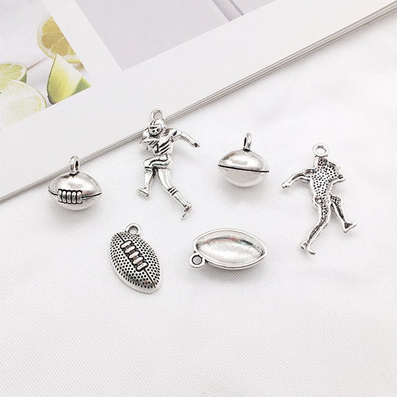 10/20/30PCS Sports Football Charms Pendant for Jewelry Metal