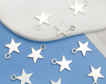 10/20/30pcs Antique Silver Star Charms Pendant For DIY Necklace bracelet Jewelry Making Craft Accessory