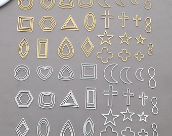 20pcs Open Back Bezel Pendants Stainless Steel Hollow Geometric Linking Charms Pendant Frames Charm for Jewelry Making Resin Casting Crafts