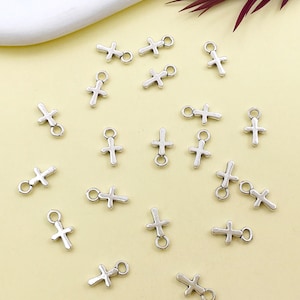 20/30/40pcs Silver Cross Charm Tiny Cross Pendant For DIY Necklace bracelet Jewelry Making Craft Accessory 5x10mm