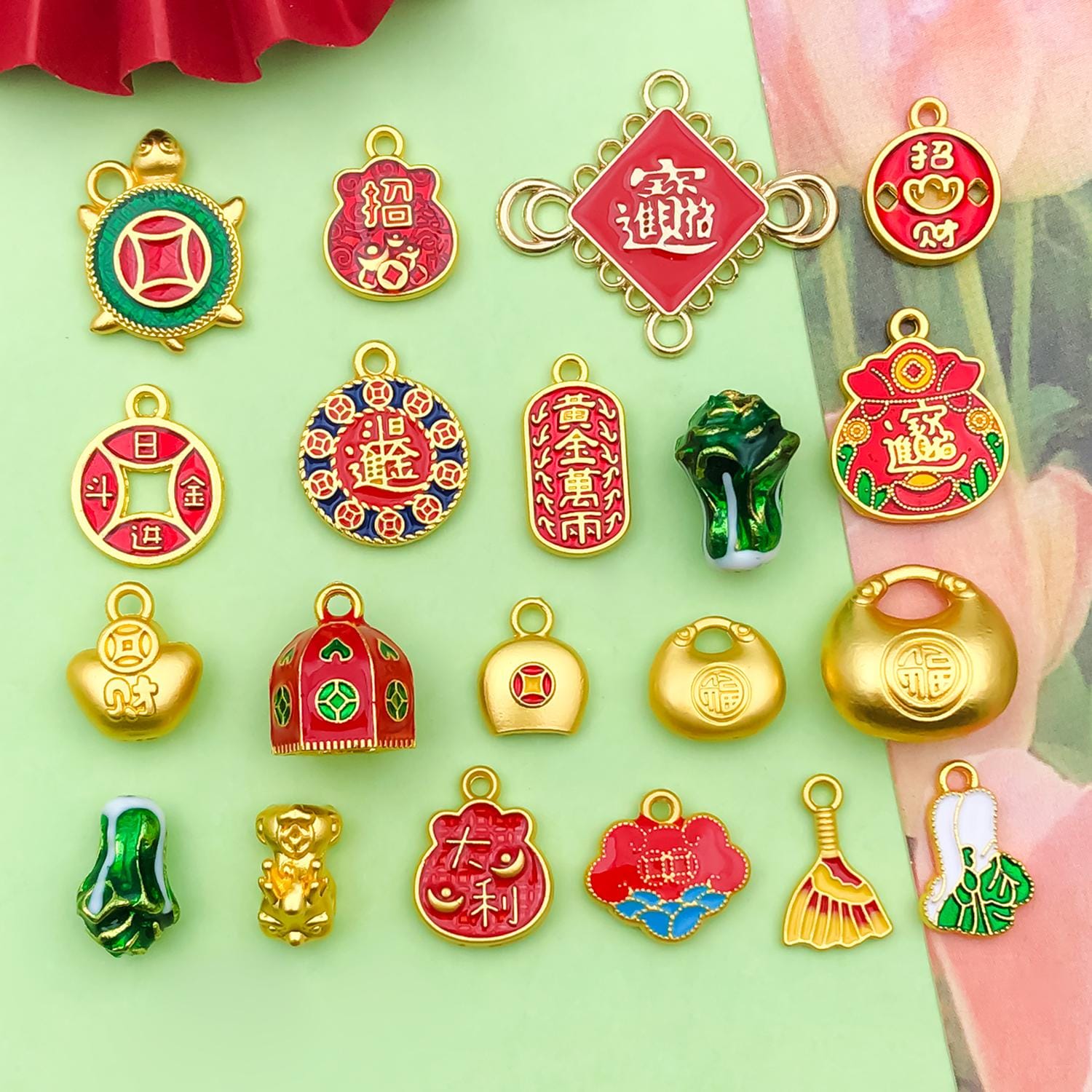 10/20pcs Chinese Style Ancient Method Golden Oil Droplet Pendant