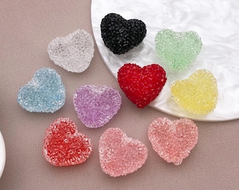 5/10pcs Acrylic Heart Beads Candy Color Kawaii Heart Pendant Charms Beaded for DIY Phone Strap Bracelet Necklace Jewelry Making