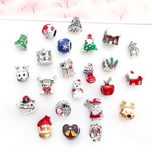 5/10/15pcs Large hole European beads，Christmas Charm Spacer Beads，for DIY necklace bracelet jewelry Handmade craft Making