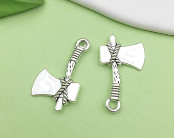20pcs Antique Silver Alloy Antique Silver Tool Axe Charm For Jewelry Making Supplies17x28mm
