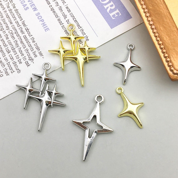 10pcs High Quality Metal Four Pointed Star Charm Pendant DIY