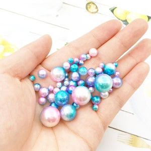 50-300PCS Round Pearl Beads NO Hole Rainbow Color Bead ABS Imitation Pearl Beads Round Plastic Acrylic Beads For DIY Jewelry Making Findings