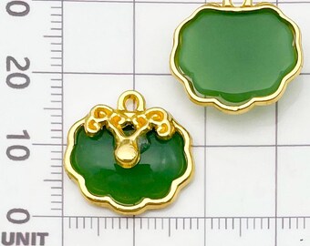 20/25個 中国風 古代製法 黄金の油滴ペンダント 小さな模造翡翠