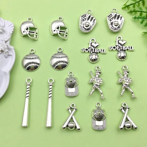 20/16pcs Mix bulk Antique Silver baseball cap Charms sports pendant for DIY Bracelets Earrings Necklaces jewelry making Handmade Accessory