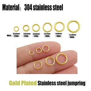Size  4 5 6 7 8 10 mm Stainless Steel JumpRings Golden tone Closed Jump Rings Connectors For Clasp Bracelet Necklace Findings