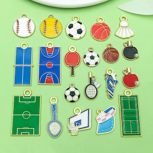 10/20 st emalj sportberlocker bordtennis rugby fotboll volleyboll badminton nyckelringsberlocker för gör-det-själv örhängen halsband smyckestillverkning