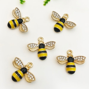 5/10/15pcs enamel bee charm for jewelry making earring pendant bracelet necklace charms diy design charms Bee charms Tiny Bee Charm Pendant