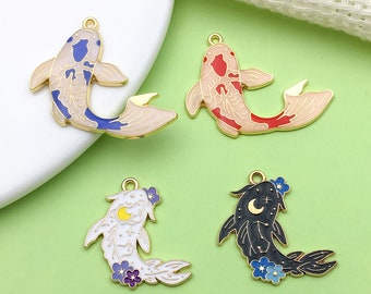 5/8Pcs Peace Alloy Fish Charm Enamel Pendants for Gift Crafts Jewelry Making Earrings Bracelets Necklace Key Chain DIY Supplies Accessories