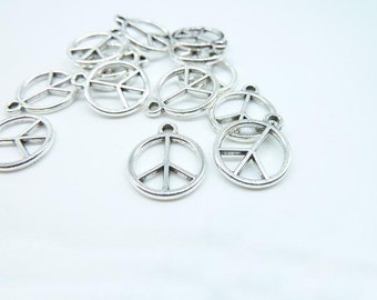 40pcs 12x25mm Antique Silver Mini Peace Symbol Charms Pendant c5589