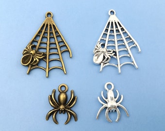 10/20/30PCS Spider charms Spider web charms pendant antique silver antique bronze ornament accessories jewelry making DIY handmade