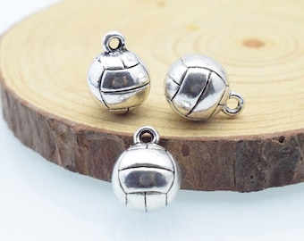 15pcs 10x13mm Antique Silver Heavy volleyball Charm Pendant c8460