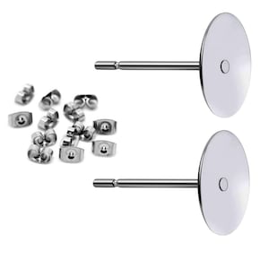 200 st nickelfria örhängesstift i rostfritt stål av hög kvalitet med 4, 5, 6, 8 mm dyna och propp, örhängesstift, tomt örhängesstift 8mm Pad