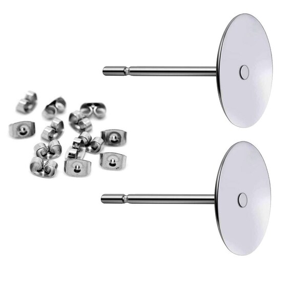 Earring Posts for Jewelry Making Flat Pad Hypoallergenic Earring Studs for  DIY Earring Making(200 PCS) 