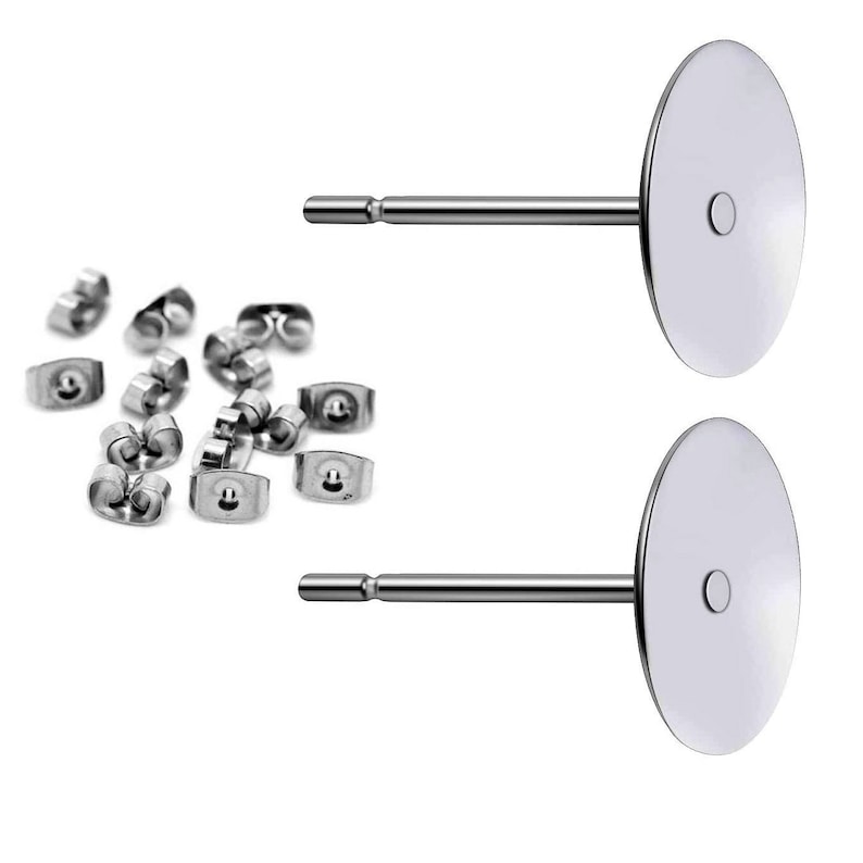 200 st nickelfria örhängesstift i rostfritt stål av hög kvalitet med 4, 5, 6, 8 mm dyna och propp, örhängesstift, tomt örhängesstift 8mm Pad
