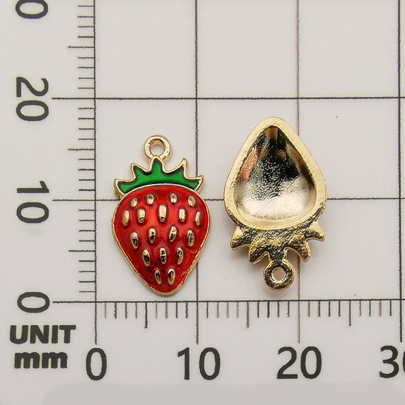 5/10/15PCS Enamel Fruit Charms Enamel Charms Fruit Theme Gold Tone Cute ...