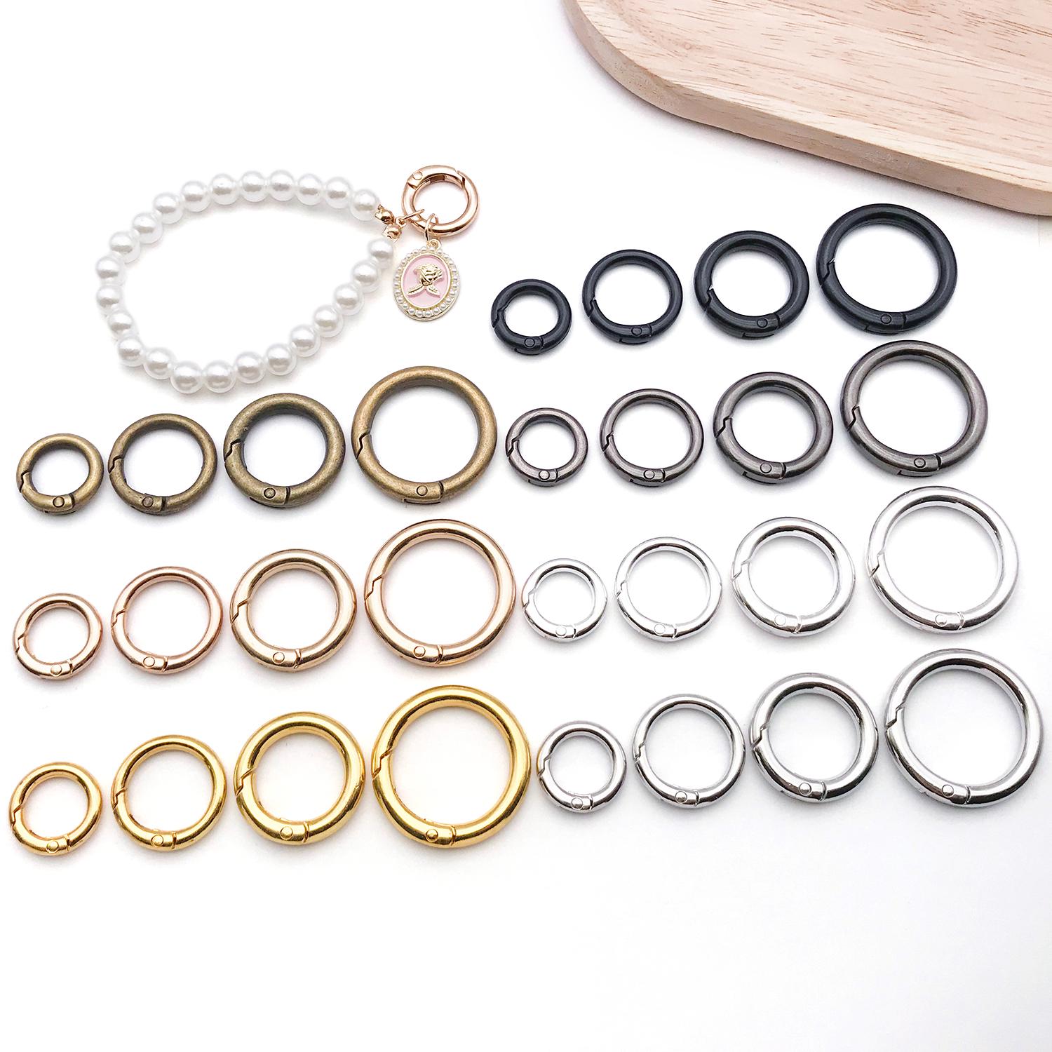 10/20pcs Spring O Ring Clip Keychain Metal Round Carabiner Spring