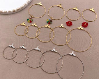 10/20pcs Stainless Steel Hypoallergenic 20/25/30/35/40mm Round Circle Beading Hoop Earring Findings for Earrings Craft Jewelry Making