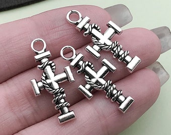 20pcs Antique Silver Cross Charm Cross Metal Pendant for DIY Bracelet Necklace Earrings Jewelry Making Accessories 12x26mm