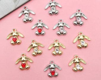 5pcs metal rabbit Charm Gold Plated Diy Jewelry Accessories Necklace Charm Bracelet Charm Earring Pendant Keychain Charms Supplies