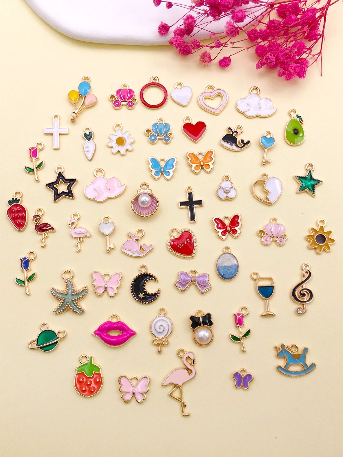 Wholesale Bulk 50PCS Mixed Gold Charms Pendants DIY for Jewelry Making and  Crafting