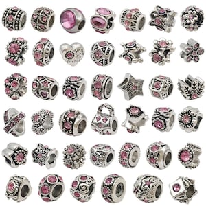 Random mix 10pcs rhinestone big hole beads diamond beads European-style beads large hole beads for bracelet jewelry making