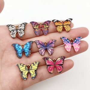 8/10pcs Animals Pendant Enamel Colorful Butterfly Charms for DIY Necklace Bracelets Earrings Jewelry Making Handmade