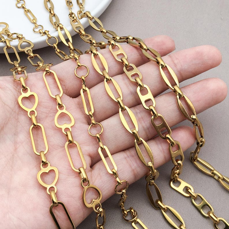 1meter Stainless Steel Chain for Jewelry Making Unwelded Strong Oval ...