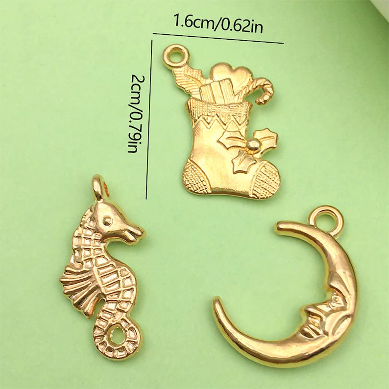 Mix 100PCS Bulk Wholesale Lot Assorted Style KC Gold charms Pendant for DIY Bracelet Necklace Handmade Jewelry Making Accessories image 5
