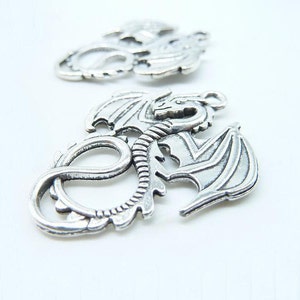 10pcs 28x35mm Antique Silver Flying Dragon Charms Pendant C7000